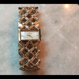 Anne Klein Gold and Crystal Bracelet Watch